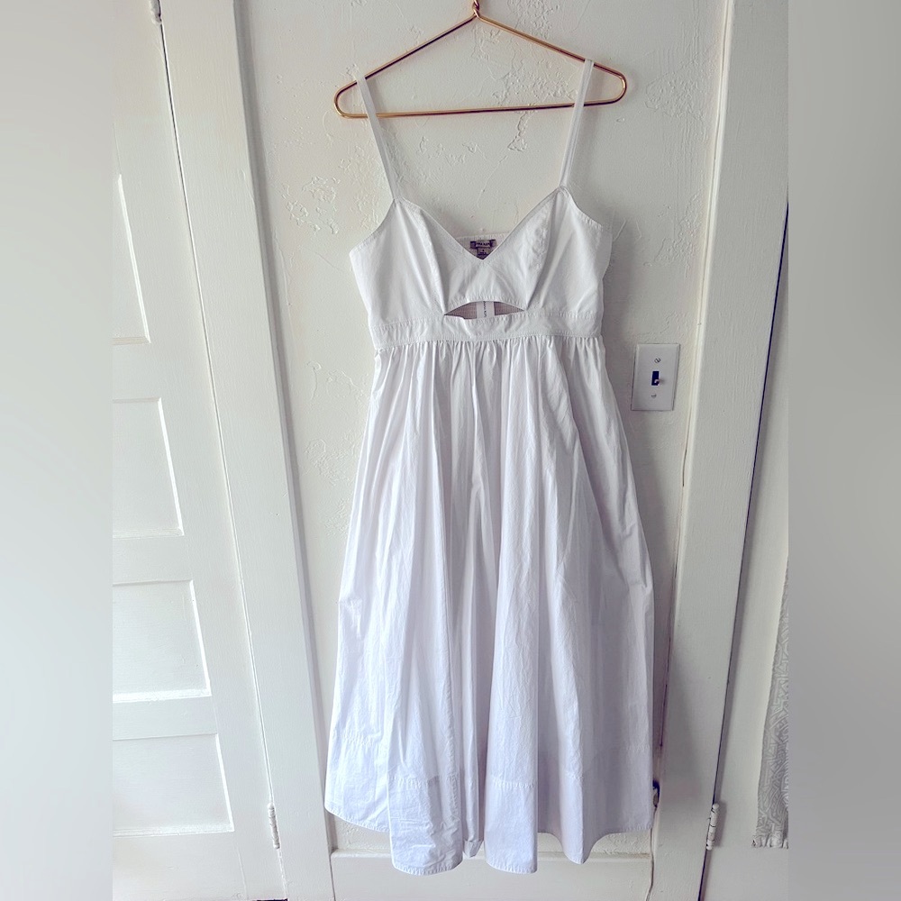 NWT. Banana Republic 100% Cotton White Maxi Dress with Cutout Details